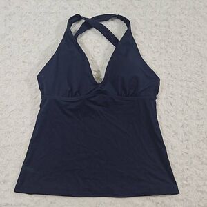 Athleta Womens Size Small A-C Blue Plunge Tankini Swim Top Beach Summer Pool Tan